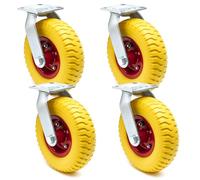 Wiltec Jeu 4x Roulette de transport pivotante increvable - Ø 220 mm - Capacité 100 kg - en PU Polyuréthane - Roue avec Plaque de montage - Transport Appareil Accessoire Meuble - Usage silencieux
