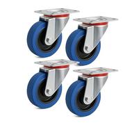Wiltec Jeu 4x Roulette pivotante en plastique - Ø 100 mm - Capacité de charge 160 kg - Roue sans frein, avec Plaque de montage - Transport Appareil Accessoire Meuble - Usage silencieux sans trace