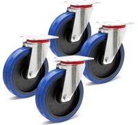 Wiltec Jeu 4x Roulette pivotante en plastique – Ø 200 mm – Capacité de charge 350 kg – Roue sans frein, avec Plaque de montage – Transport Appareil Accessoire Meuble – Usage silencieux sans trace