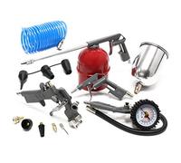 Wiltec Jeu d’outils pneumatiques 13 pièces - avec 4 pistolets, buses, tuyau spiralé 5 m - Jeu d’outils pneumatiques à air comprimé