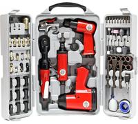 Wiltec Jeu d’outils pneumatiques 71 pièces – avec hocs, Marteau et nombreux accessoires – Jeu d’outils pneumatiques à air comprimé