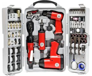 Wiltec Jeu d’outils pneumatiques 71 pièces – avec hocs, Marteau et nombreux accessoires – Jeu d’outils pneumatiques à air comprimé