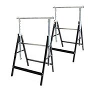 WilTec Jeu de 2 Tréteaux télescopiques Pliables Chevalet Échafaudage Hauteur réglable 80-130cm 200kg Max.
