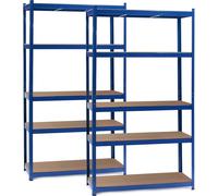 Wiltec Jeu de 2x Étagère Charges lourdes - 100 x 50 x 200 cm / 200 kg/niveau - en Acier galvanisé - couleur Bleue - Rayon de stockage emboîtable avec 5 Niveaux
