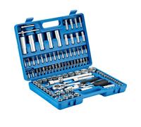 Wiltec Jeu de clés à douilles 108 pcs. Coffret à cliquet Entraînement 1/2"" (12,5mm) et 1/4"" (6,3 mm)