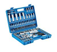 Wiltec Jeu de clés à douilles 108 pcs. Coffret à cliquet Entraînement 1/2"" (12,5mm) et 1/4"" (6,3 mm)
