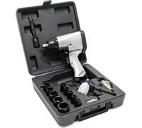 Wiltec Jeu hocs pneumatique avec 17 pièces – 320 Nm, Pression 6 bars – Raccord Raccord ¼″ – Visseuse Tournevis pneumatique Accessoires air comprimé