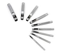 Wiltec Jeu Poinçons de cuir 3-12mm 9 pcs. Acier au carbone Cuir Caoutchouc Plastique souple Outil Bricolage Perforation Emporte-pièce Découpe-cuir Estampage