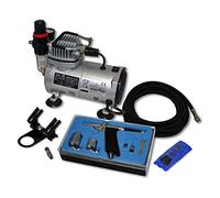 Wiltec Kit Airbrush avec compresseur AS 18-2 - 20-23 l/min - avec Pistolet aérographe 116, Godets & Accessoires - pour débutants et professionels - Aérographie, Tatouage, Nail Art, Peinture