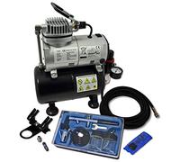 Wiltec Kit Airbrush avec compresseur AS 186 - réservoir 3 L 30 l/min - Pistolet aérographe 128, Godets & Accessoires - pour débutants et professionels - Aérographie, Tatouage, Nail Art, Peinture
