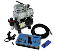 Wiltec Kit Airbrush avec compresseur AS 189 – réservoir 3 L 30 l/min – Pistolet aérographe 116, Godets & Accessoires – pour débutants et professionels – Aérographie, Tatouage, Nail Art, Peinture
