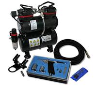 Wiltec Kit Airbrush avec compresseur AS 196 - réservoir 3 L 30-35 l/min - Pistolet aérographe 116, Godets & Accessoires - pour débutants et professionels - Aérographie, Tatouage, Nail Art, Peinture