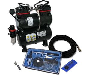Wiltec Kit Airbrush avec compresseur AS 196 – réservoir 3 L 30-35 l/min – Pistolet aérographe 128, Godets & Accessoires – pour débutants et professionels – Aérographie, Tatouage, Nail Art, Peinture