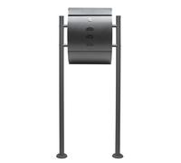 Wiltec Kit Boîte aux lettres sur pied design et Porte-journaux V18, Verrouillable, Gris anthracite, Acier galvanisé, 500 x 120 x 120