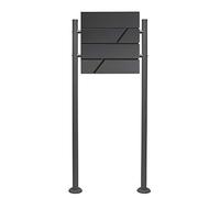 Wiltec Kit Boîte aux Lettres sur Pied Design & Porte-journaux V14, Verrouillable, Gris Anthracite, Acier galvanisé, 500 x 120 x 1200 mm, Fente et clapet