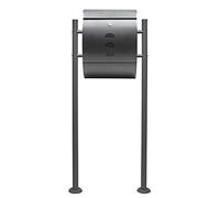 Wiltec Kit Boîte aux Lettres sur Pied Design & Porte-journaux V18, Verrouillable, Gris Anthracite, Acier galvanisé, 500 x 120 x 1200 mm, avec Fenêtres