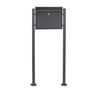Wiltec Kit Boîte aux lettres V13 avec Pied de support, Verrouillable Couleur antrahcite, Acier galvanisé, 360 x 105 x 315 mm, en Aci