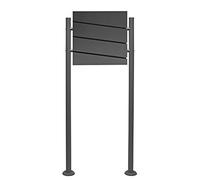 Wiltec Kit Boîte aux Lettres V16 & Porte-journaux avec Pied de Support, Verrouillable, Gris Anthracite, Acier galvanisé, 370 x 105 x 370 mm, Fente et clapet
