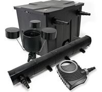 Wiltec Kit complet: CBF-350 Filtre de bassin jusqu'à 12000 L Biologique, NEO10000 pompe de filtration 10000l/h 80W, CUV-272 lampe uv UVC Clarificateur avec 72W, CSP-250 Écumeur 2500l/h 45W