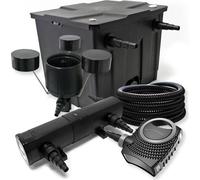 Wiltec Kit complet: CBF-350 Filtre de bassin jusqu'à 12000 L Biologique, NEO10000 pompe de filtration 10000l/h 80W, CUV-236 lampe uv 36W, 25m Tuyau 25 mm, CSP-250 Écumeur 2500l/h 45W