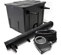 Wiltec Kit complet: CBF-350 Filtre de bassin jusqu'à 12000 L Biologique, NEO10000 SuperECO pompe de filtration 10000l/h 80W, CUV-272 lampe uv UVC Clarificateur avec 72W, 25m Tuyau 25 mm