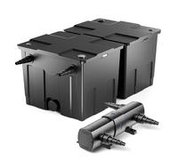 Wiltec Kit complet: CBF-350B Filtre de bassin jusqu'à 60000 L Biologique, CUV-224 lampe uv UVC Clarificateur avec 24 Watt Puissance UV-C