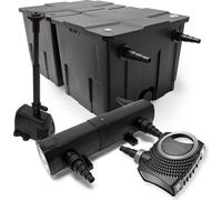 Wiltec Kit complet: CBF-350B Filtre de bassin jusqu'à 60000 L Biologique, NEO10000 pompe de filtration 10000l/h 80W, CUV-236 lampe uv UVC Clarificateur avec 36W, HJ-943 Pompe pour fontaine 800l/h 16W