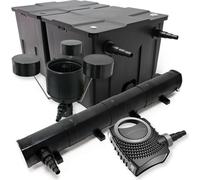 Wiltec Kit complet: CBF-350B Filtre de bassin jusqu'à 60000 L Biologique, NEO10000 pompe de filtration 10000l/h 80W, CUV-272 lampe uv UVC Clarificateur avec 72W, CSP-250 Écumeur 2500l/h 45W