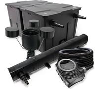 Wiltec Kit complet: CBF-350B Filtre de bassin jusqu'à 60000 L Biologique, NEO10000 pompe de filtration 10000l/h 80W, CUV-272 lampe uv 72W, 25m Tuyau 25 mm, CSP-250 Écumeur 2500l/h 45W