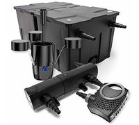 Wiltec Kit complet: CBF-350B Filtre de bassin jusqu'à 60000 L Biologique, NEO10000 pompe de filtration 10000l/h 80W, CUV-236 lampe uv UVC Clarificateur avec 36W, CSP-250 Écumeur 2500l/h 45W