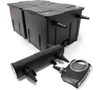 Wiltec Kit complet: CBF-350B Filtre de bassin jusqu'à 60000 L Biologique, NEO10000 SuperECO pompe de filtration 10000l/h 80W, CUV-224 lampe uv UVC Clarificateur avec 24W