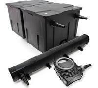 Wiltec Kit complet: CBF-350B Filtre de bassin jusqu'à 60000 L Biologique, NEO10000 SuperECO pompe de filtration 10000l/h 80W, CUV-272 lampe uv UVC Clarificateur avec 72W