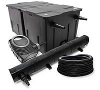 Wiltec Kit complet: CBF-350B Filtre de bassin jusqu'à 60000 L Biologique, NEO10000 SuperECO pompe de filtration 10000l/h 80W, CUV-272 lampe uv UVC Clarificateur avec 72W, 25m Tuyau 25 mm