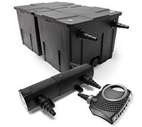 Wiltec Kit complet: CBF-350B Filtre de bassin jusqu'à 60000 L Biologique, NEO10000 SuperECO pompe de filtration 10000l/h 80W, CUV-224 lampe uv UVC Clarificateur avec 24W