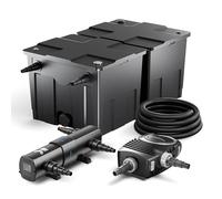 Wiltec Kit complet: CBF-350B Filtre de bassin jusqu'à 60000 L Biologique, NEO10000 SuperECO pompe de filtration 10000l/h 80W, CUV-236 lampe uv UVC Clarificateur avec 36W, 25m Tuyau 25 mm