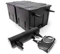 Wiltec Kit complet: CBF-350B Filtre de bassin jusqu'à 60000 L Biologique, NEO10000 SuperECO pompe de filtration 10000l/h 80W, CUV-236 lampe uv UVC Clarificateur avec 36W