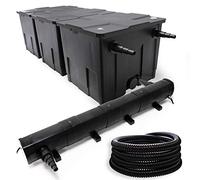 Wiltec Kit complet: CBF-350C Filtre de bassin jusqu'à 90000 L Biologique, CUV-272 lampe uv UVC Clarificateur avec 72W, 5m Tuyau 25 mm (1")