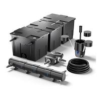 Wiltec Kit complet: CBF-350C Filtre de bassin jusqu'à 90000 L Biologique, NEO10000 pompe de filtration 10000l/h 80W, CUV-272 lampe uv 72W, 25m Tuyau 25 mm, CSP-250 Écumeur 2500l/h 45W