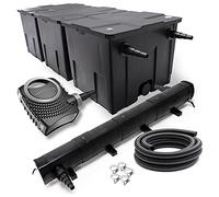 Wiltec Kit complet: CBF-350C Filtre de bassin jusqu'à 90000 L Biologique, NEO10000 pompe de filtration 10000l/h 80W, CUV-272 lampe uv 72W, 10m Tuyau 38 mm, collier de serrage W1 44-47mm