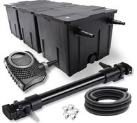 Wiltec Kit complet: CBF-350C Filtre de bassin jusqu'à 90000 L Biologique, NEO10000 pompe de filtration 10000l/h 80W, CUV-672 lampe uv 72W, 10m Tuyau 38 mm, collier de serrage W1 44-47mm