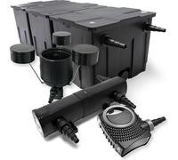 Wiltec Kit complet: CBF-350C Filtre de bassin jusqu'à 90000 L Biologique, NEO10000 pompe de filtration 10000l/h 80W, CUV-236 lampe uv UVC Clarificateur avec 36W, CSP-250 Écumeur 2500l/h 45W