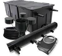 Wiltec Kit complet: CBF-350C Filtre de bassin jusqu'à 90000 L Biologique, NEO10000 pompe de filtration 10000l/h 80W, CUV-272 lampe uv 72W, 25m Tuyau 25 mm, CSP-250 Écumeur 2500l/h 45W