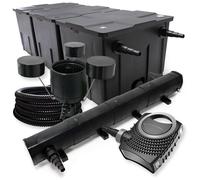 Wiltec Kit complet: CBF-350C Filtre de bassin jusqu'à 90000 L Biologique, NEO10000 pompe de filtration 10000l/h 80W, CUV-272 lampe uv 72W, 25m Tuyau 25 mm, CSP-250 Écumeur 2500l/h 45W