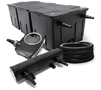 Wiltec Kit complet: CBF-350C Filtre de bassin jusqu'à 90000 L Biologique, NEO10000 SuperECO pompe de filtration 10000l/h 80W, CUV-236 lampe uv UVC Clarificateur avec 36W, 25m Tuyau 25 mm