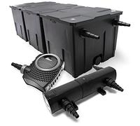 Wiltec Kit complet: CBF-350C Filtre de bassin jusqu'à 90000 L Biologique, NEO10000 SuperECO pompe de filtration 10000l/h 80W, CUV-218 lampe uv UVC Clarificateur avec 18W