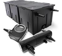 Wiltec Kit complet: CBF-350C Filtre de bassin jusqu'à 90000 L Biologique, NEO10000 SuperECO pompe de filtration 10000l/h 80W, CUV-224 lampe uv UVC Clarificateur avec 24W