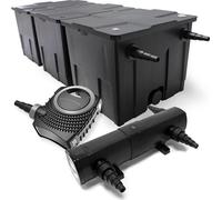 Wiltec Kit complet: CBF-350C Filtre de bassin jusqu'à 90000 L Biologique, NEO10000 SuperECO pompe de filtration 10000l/h 80W, CUV-218 lampe uv UVC Clarificateur avec 18W