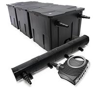 Wiltec Kit complet: CBF-350C Filtre de bassin jusqu'à 90000 L Biologique, NEO10000 SuperECO pompe de filtration 10000l/h 80W, CUV-272 lampe uv UVC Clarificateur avec 72W