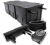 Wiltec Kit complet: CBF-350C Filtre de bassin jusqu'à 90000 L Biologique, NEO10000 SuperECO pompe de filtration 10000l/h 80W, CUV-224 lampe uv UVC Clarificateur avec 24W, 25m Tuyau 25 mm