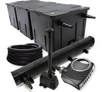 Wiltec Kit complet: CBF-350C Filtre de bassin jusqu'à 90000 L, NEO10000 pompe de filtration 10000l/h 80W, CUV-272 lampe uv 72W, 25m Tuyau 25 mm, HJ-943 fontaine 800l/h 16W
